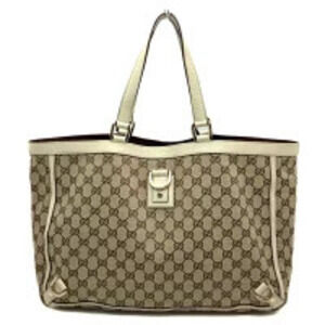 GUCCI Abbey GG Canvas Tote Bag Shoulder Beige
